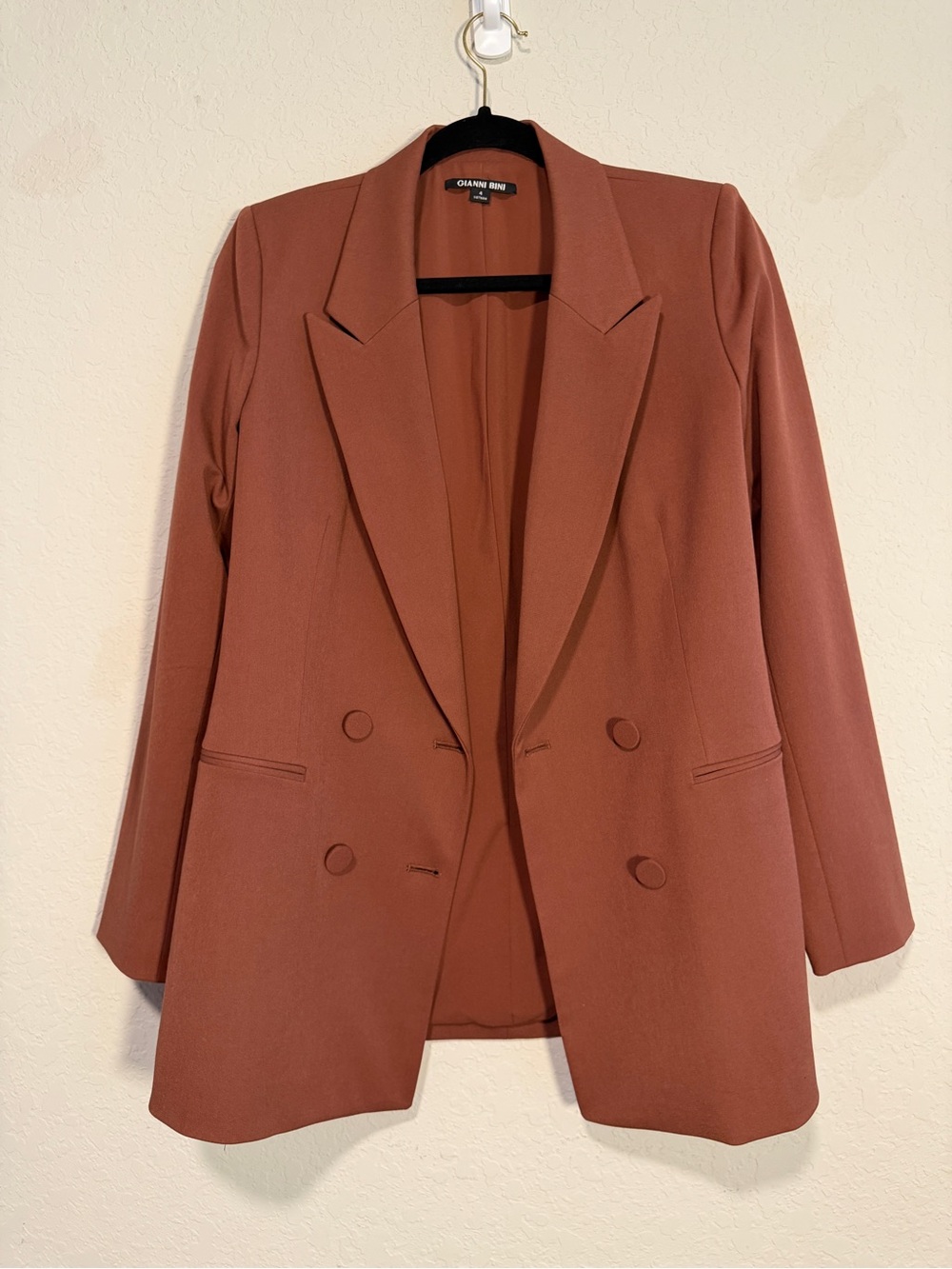 Gianni Bini Women’s Size 4 Rust Brown Double Breasted Blazer Tailored Jacket